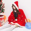 Milky Time 4-Piece Santa Costume Set with Hooded Poncho, Snowflake Print