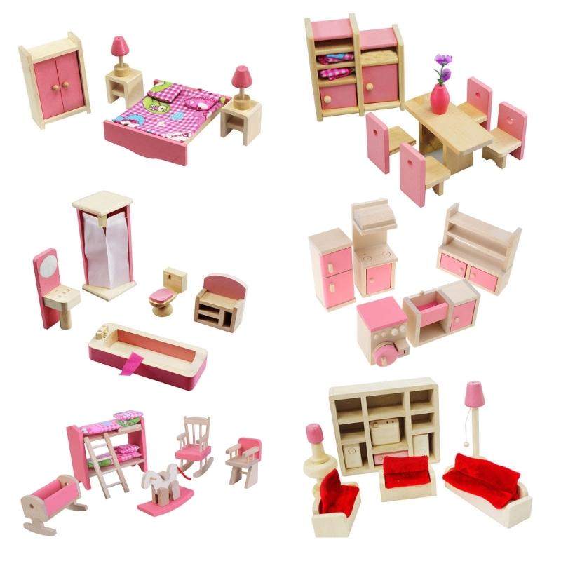 Furnishings Life Scene Pretend Play for Kids Doll House Furniture 1:12 Scale Realistic Model for Bedroom Dinning Room