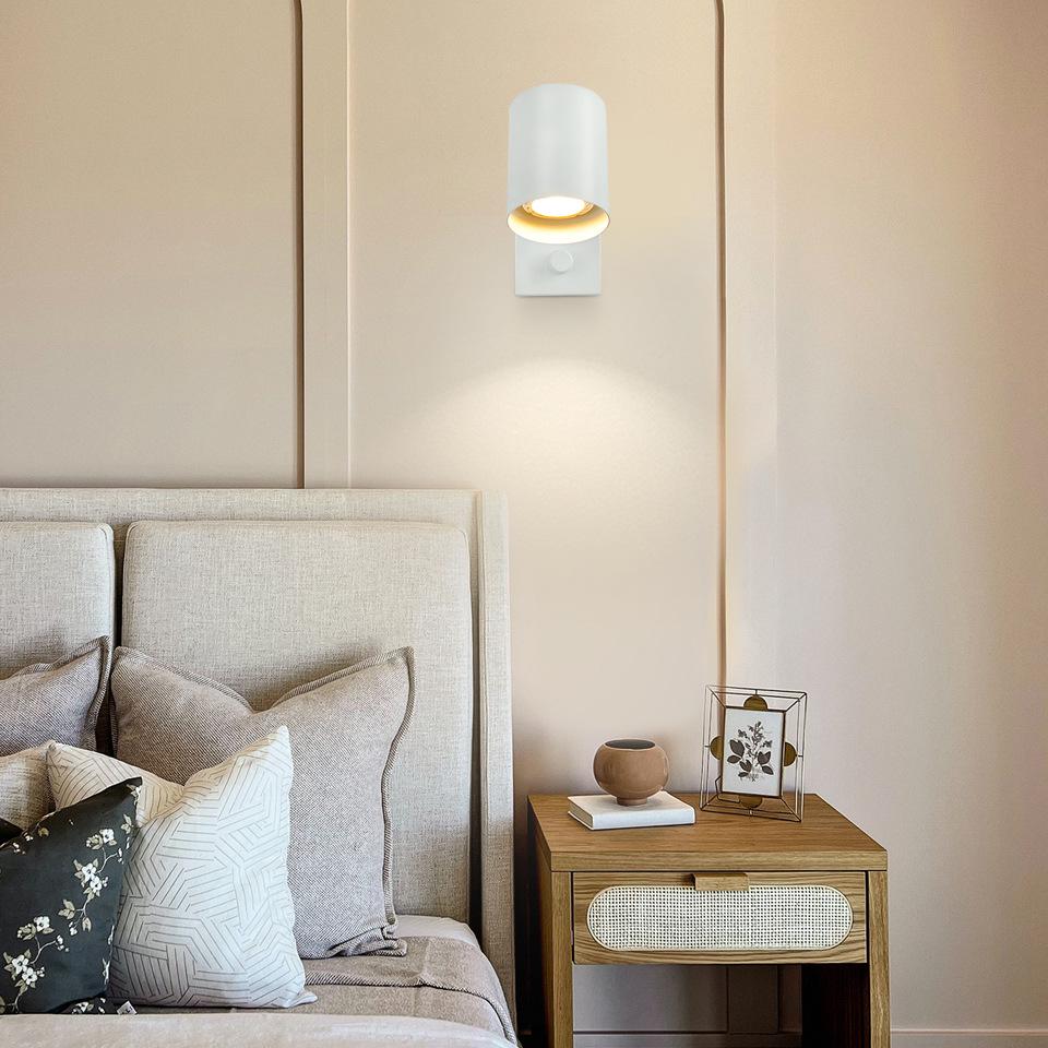 Adjustable Angle Modern Minimalist Bedside Wall Lamp with GU10 Spotlight for Living Room