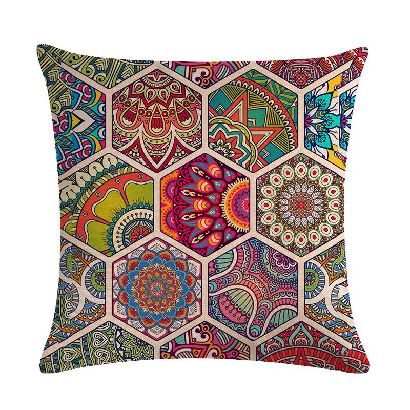Mandala Pillowcase Square Cushion Cover Pillow Double Sided Ethnic Flower Bohemian Office Sofa Pillow