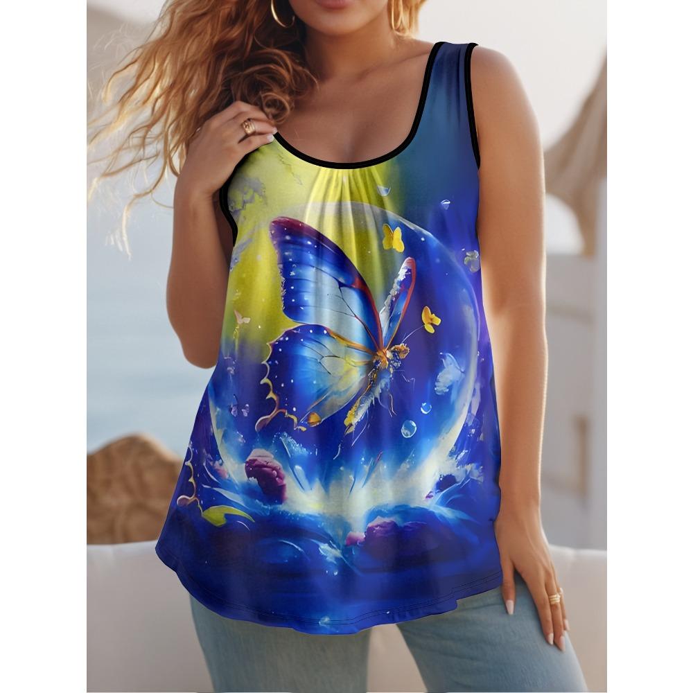 

Large Size Women s Summer Sleeveless 3D Animal Loose Vest Fashionable Comfortable Soft Breathable O Neck Vest S