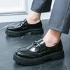 Men Platform Shoes Loafer Dress Elevator Punk Shoes Height Increase Formal Black Leather Thick Sole Creepers Plus Size