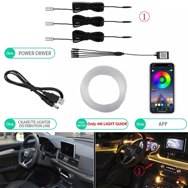 Auto Innenraum Neon RGB LED Streifen Flexibles EL Draht Licht Mit App-Steuerung Umgebungsatmosphäre Streifenlicht Dekorative Lampen