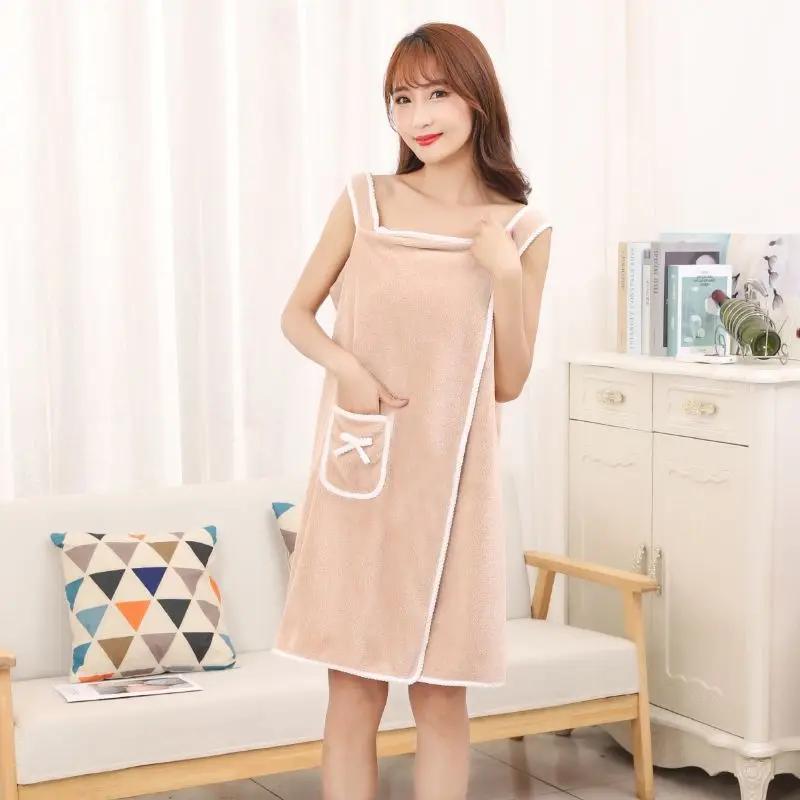 

модна коралова оксамитова спідниця для ванни розміром 135*80 см, м’який абсорбуючий потовщений рушник для душу, халат для дорослих жінок, загорнутий на груди, рушник для ванної кімнати 135X80cm