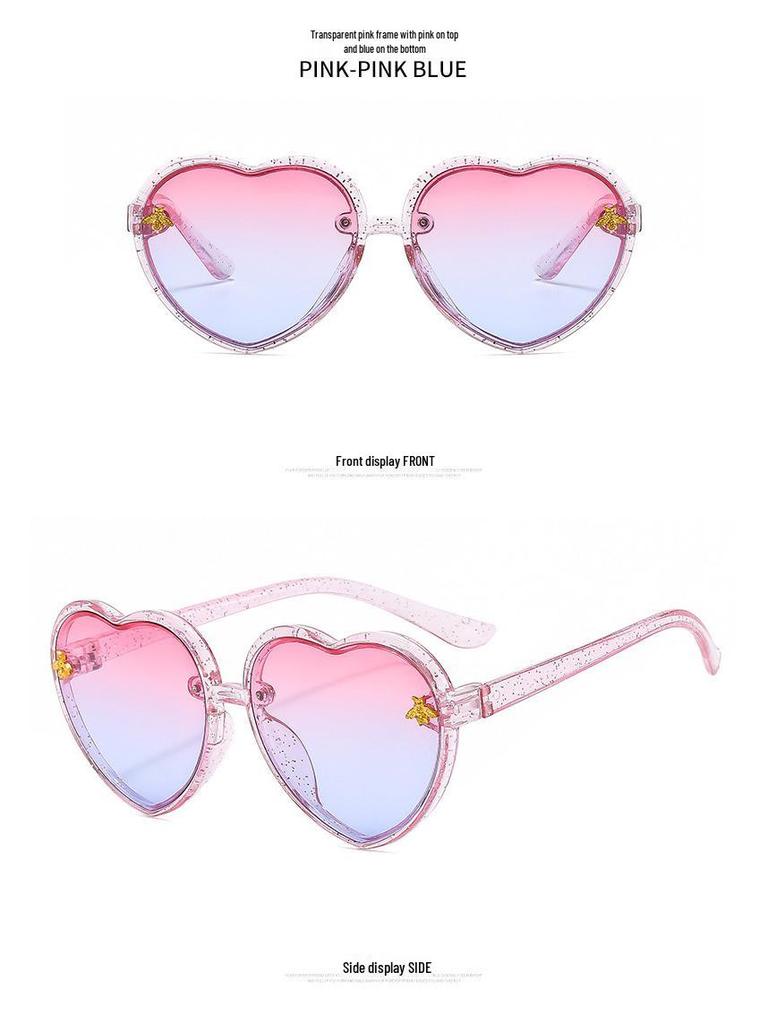 Heart-Shaped Honey Peach Kids' Sunglasses – Trendy Street Style for Round Face Girls