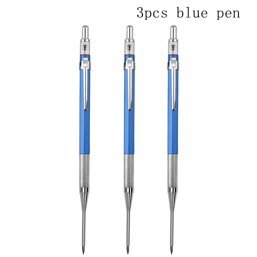 3Pcs/Set Multicolor Metal Woodworking Mechanical Pencil Set 2.0mm 2B Black Lead Core Deep Hole Scribing Marking Tool