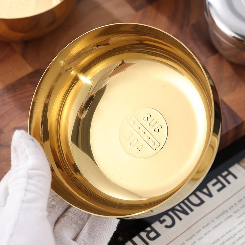 Stainless Steel Bowl Korean Big Cooked Rice Bowl With Cover Single Layer Steamed Rice Bowl Child Anti-Scalding/Fall Tableware