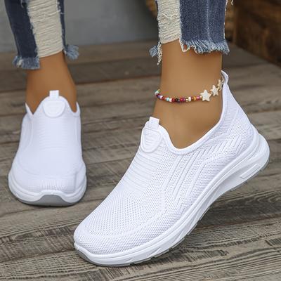 Gestrickte Socken-Sneakers für Damen, einfarbige Slip-On-Wanderschuhe mit niedrigem Oberteil, lässige Outdoor-Sportschuhe
