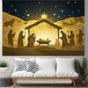 Christmas Nativity 2D Backdrop, Holy Night Jesus Birth Silhouette Photography Background