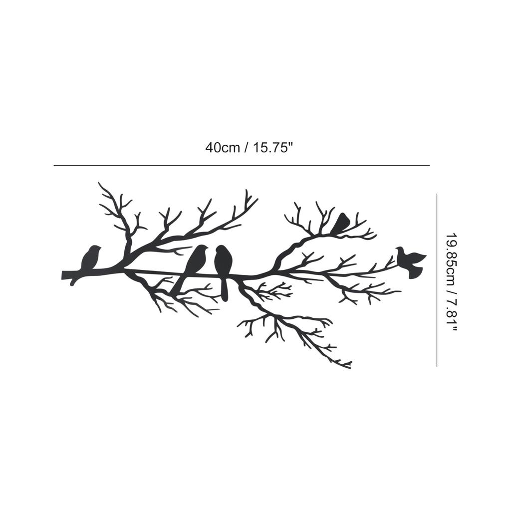 Metal Bird Wall Art for Home Living Room Decor with Tree Branch Design