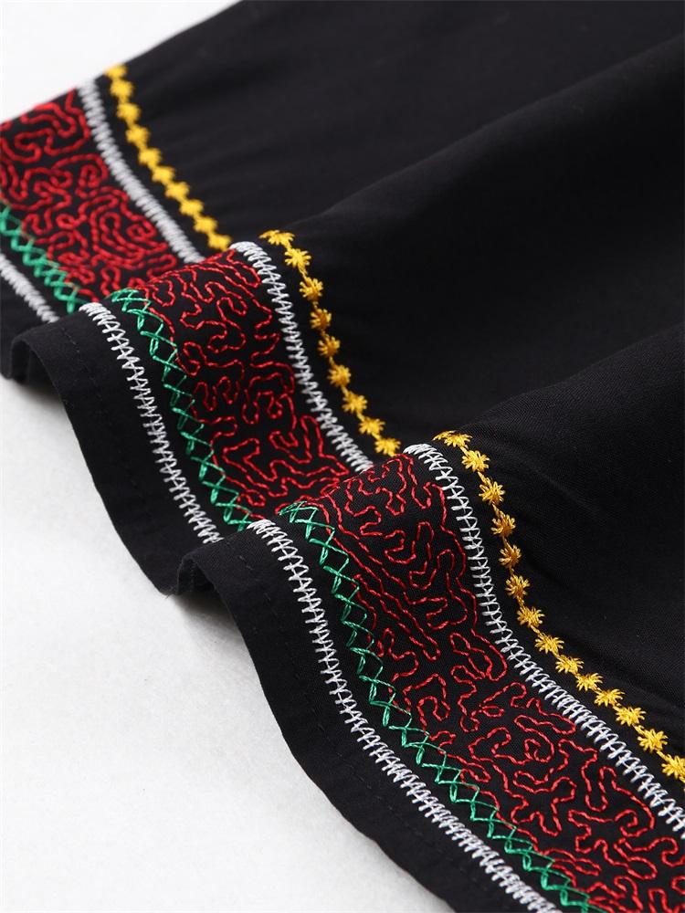 EDOLYNSA Solid Color Vintage Embroidered Bat Sleeve Kaftan Tunic Casual V-neck Side Split Beach Maxi Dress Summer Women Beachwear Swimsuit Cover Up