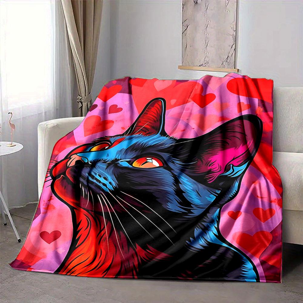 1PC Cat Art Print Blanket, Throw For Sofa, Bed, Travel, Printing Blanket With Soft And Warm Fabric Yy250918150