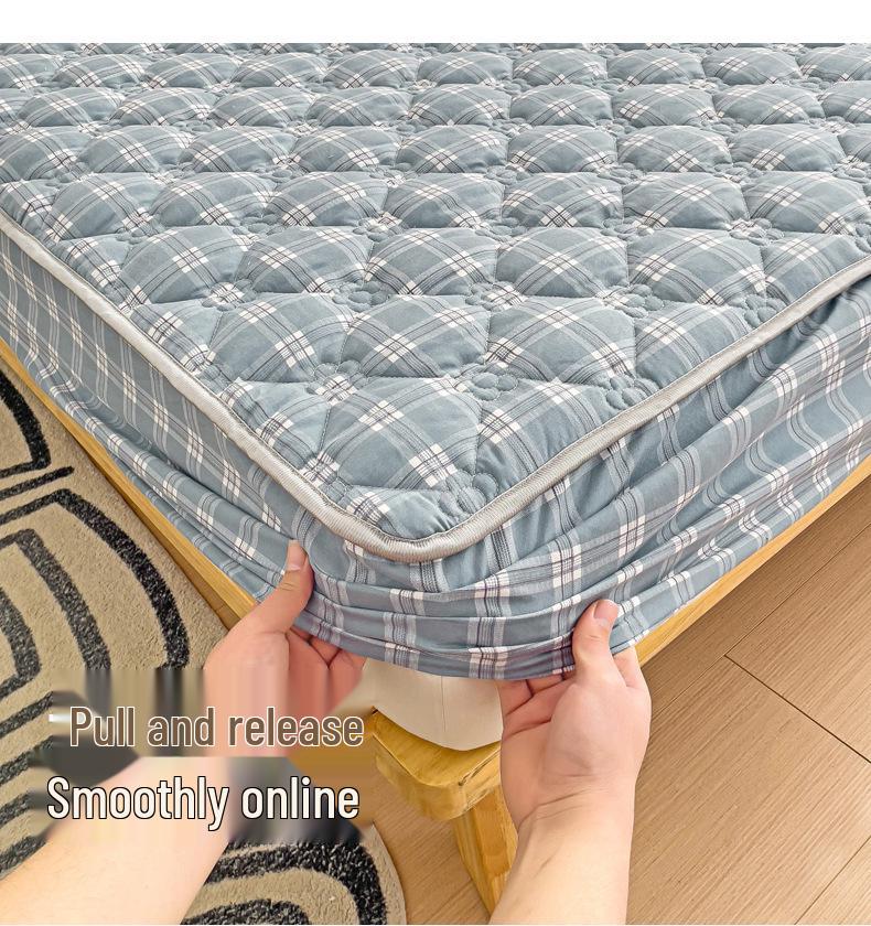 Cloud Cotton Skin-Friendly Thickened Fitted Sheet: Solid Color, Pure Cotton, Non-Slip, Machine Washable.