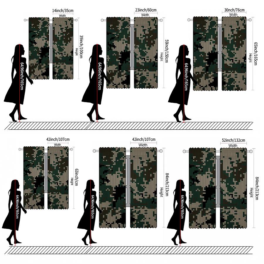 Set Of 2 Camouflage Pattern Printed Curtains Pole Bag Christmas Decorations Daily Home Room Made Polyester