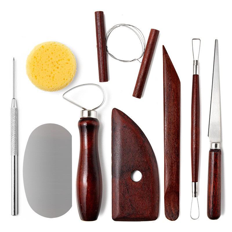 15-Piece Pottery Tool Set: Modeling, Carving Knives, Needles, Scrapers, Sponges & Clay Cutters