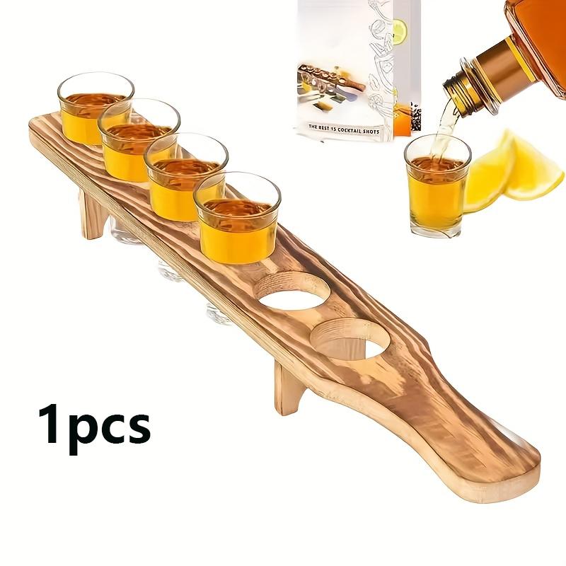

Rustic Wooden Shot Glass Serving Tray 6-Slot Tequila Flight Paddle Whiskey Shot Holder Bars Parties Home Bars Barware Gift