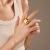 GEMCHIC Women's Square Geometric Open Adjustable Gold Plated Stainless Steel Ring