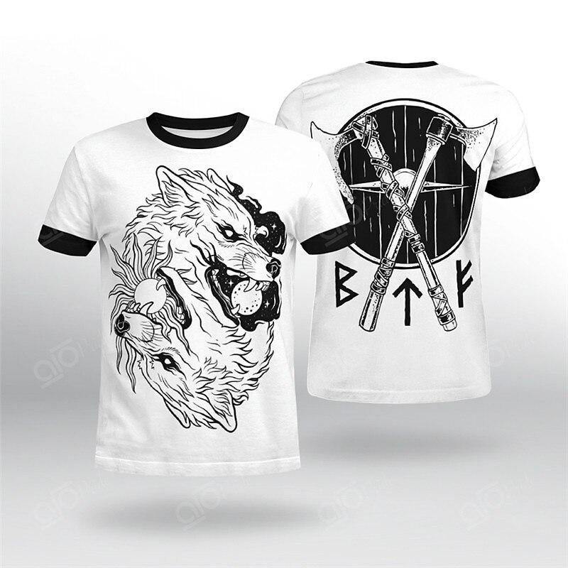 

Мужская футболка Wolf High Street, модная футболка с короткими рукавами, ретро футболка с русалкой и 3D принтом черепа, летняя мужская футболка
