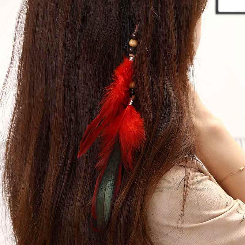 1PC Ethnic Style Decorative Tassel Secure-Grip Clip Natural Hairpin Lightweight Hair Bohemian Feather Delicate