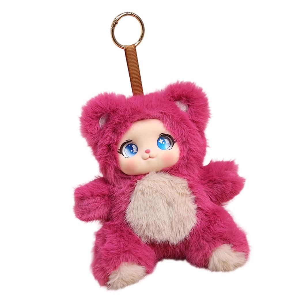Cute Resin Sitting Pose Keychain Soft Plush Doll With Sturdy Stitching Multi Use Key Accessory For Bags And Cars
