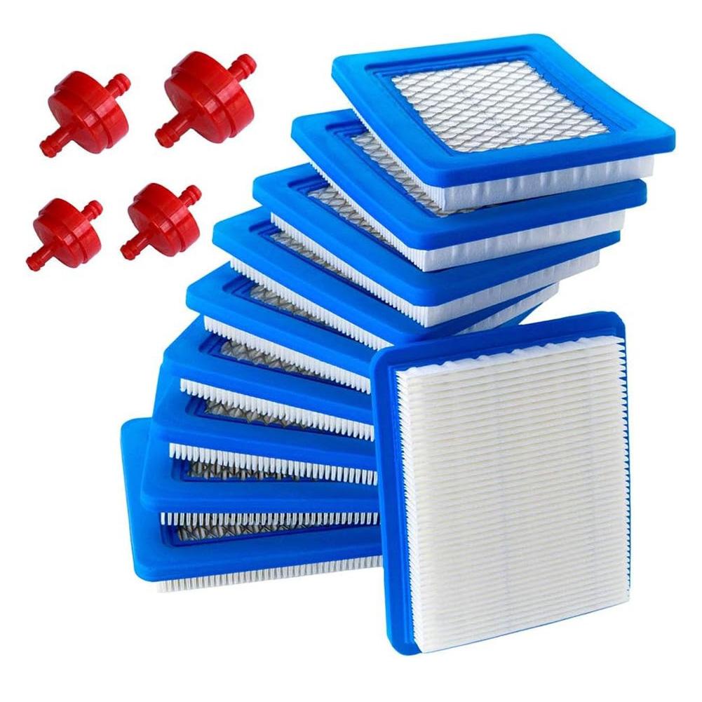 10 Pack 491588S Air Filter + 394358 Oil Filter Compatible With 491588 4915885 Hand Push Lawn Mower Replacement Accessories Part
