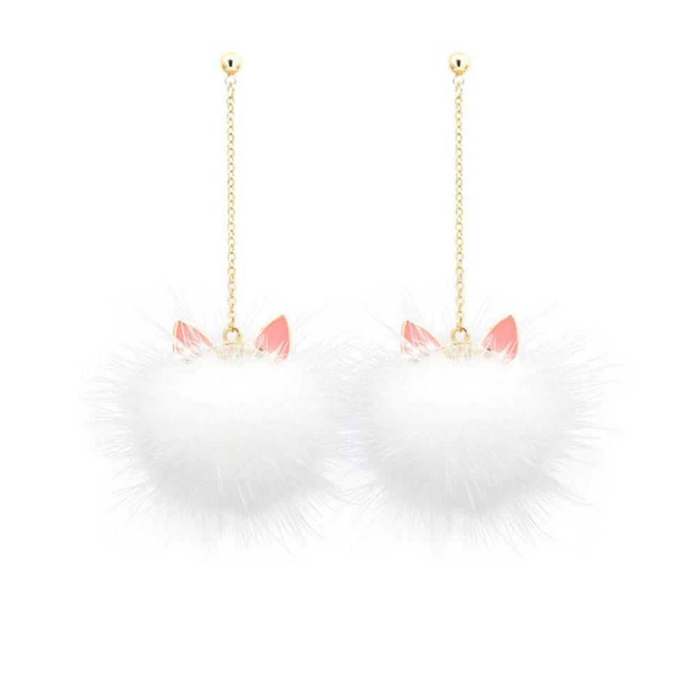 

Witer Cute Women Statement Korean Plush Dangle Earrings Brincos Fashion Jewelry Long Drop Earrings белый
