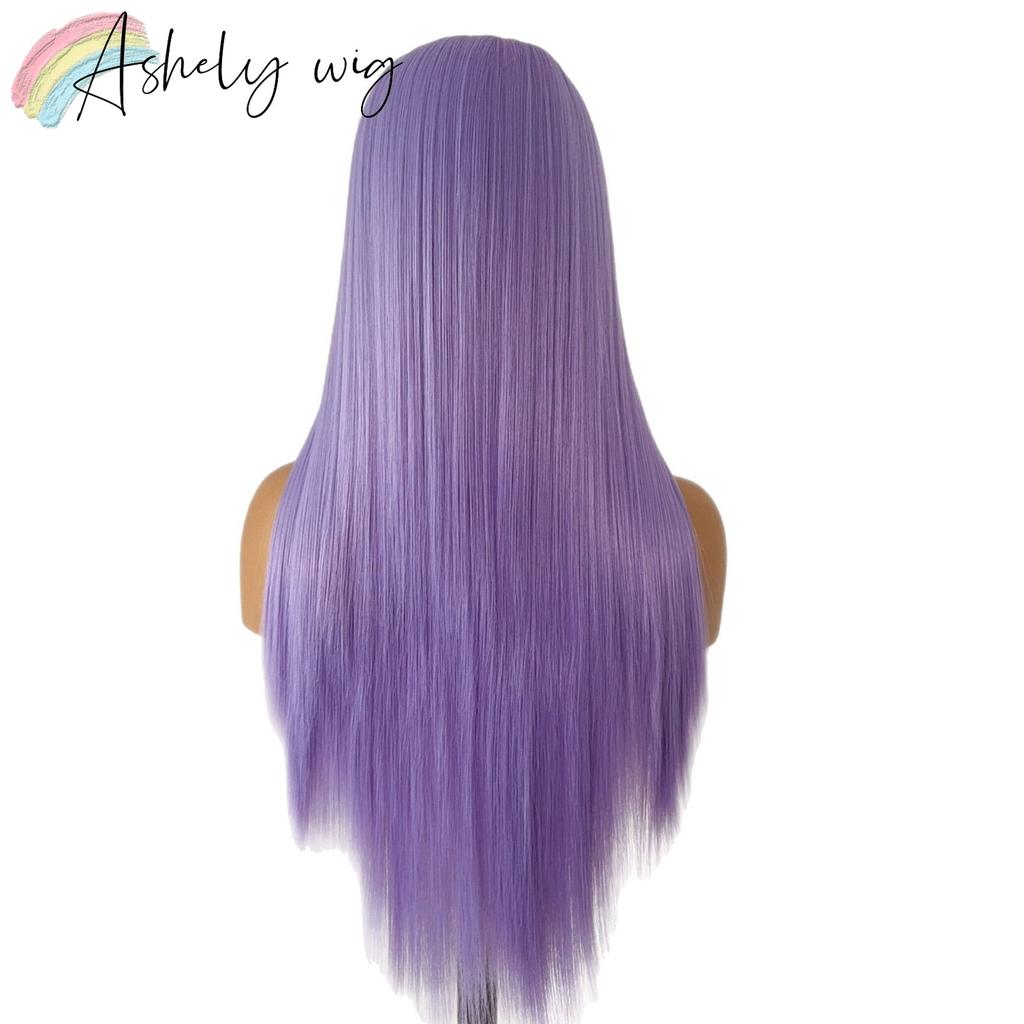 Purple Wig for Women Cosplay Wig 26inch Long Straight Hair Wigs 13*4 Synthetic Lace Wigs Natural Hairline for Daily Use