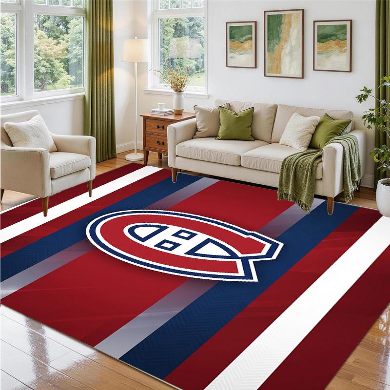 Montreal Canadiens Design Crystal Velvet Rug Soft Decorative Mat for Bedroom Entrance