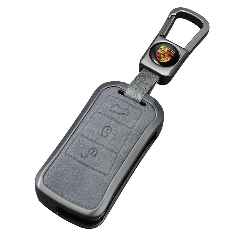 Zinc Alloy Leather Car Smart Flip Key Case Cover Remote Protector Shell For Porsche Cayenne GTS Panamera Carrera GT3 Accessories GO3
