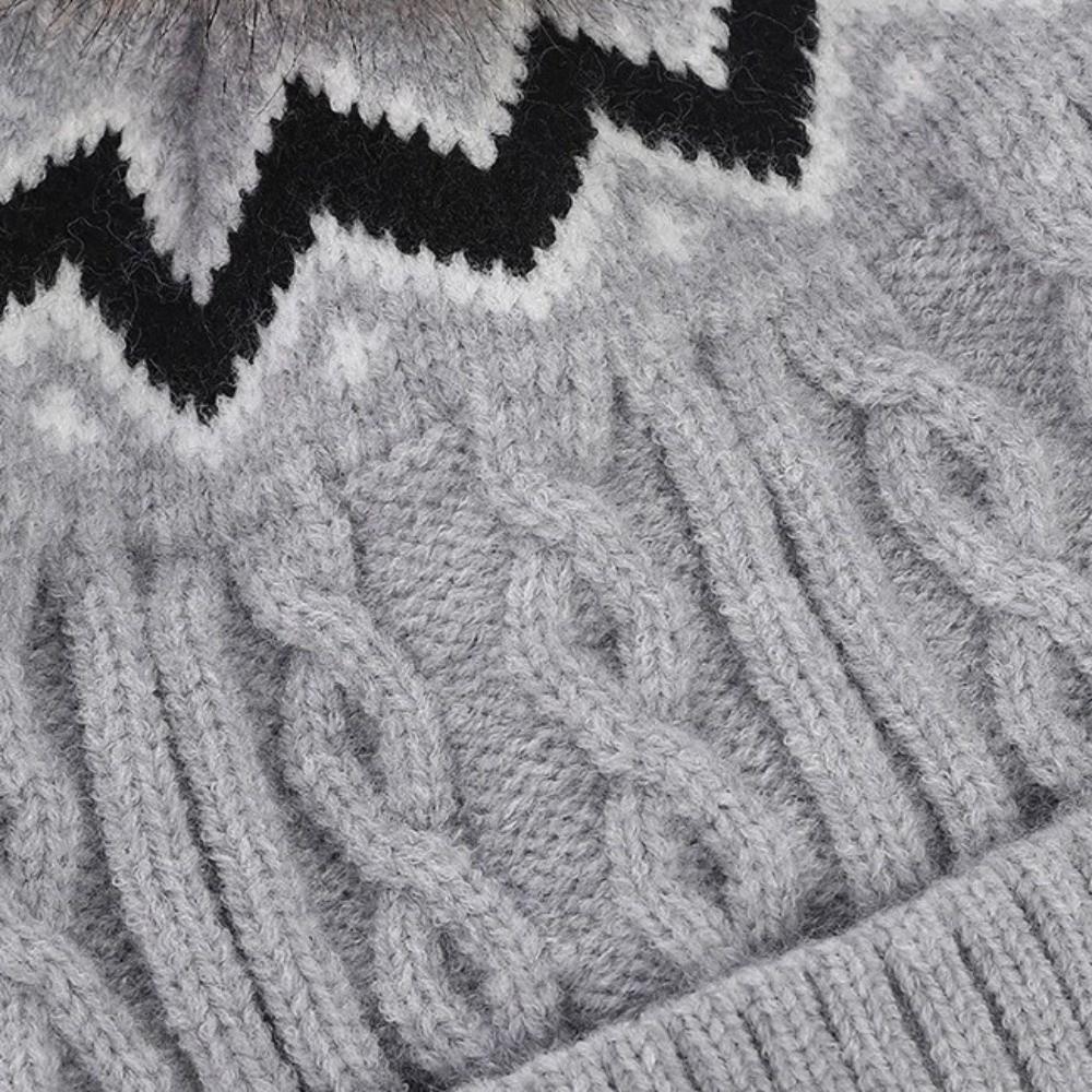 Thickened Knitted Hat with Pompom Winter Hat Warm Warm Cap  Men