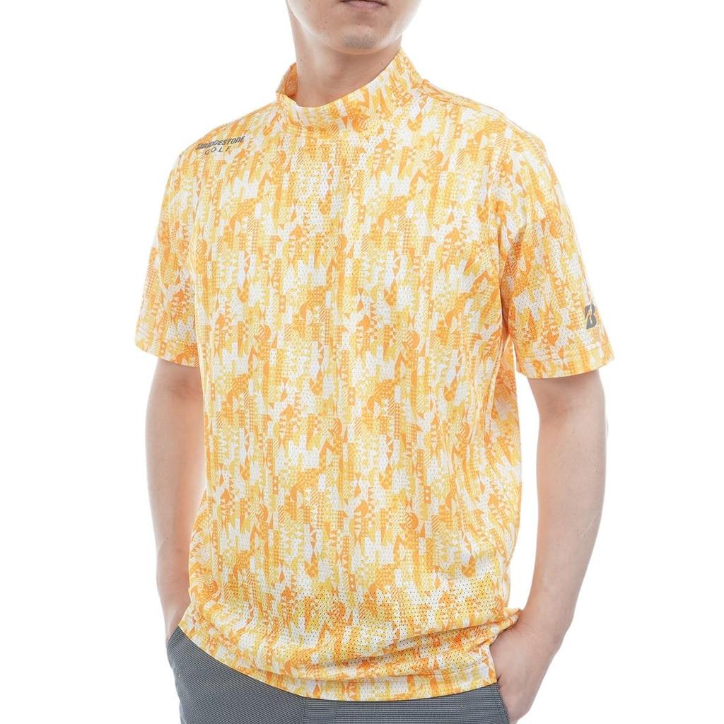 BRIDGESTONE Golf Retro Short Sleeve Mock Neck Shirt 3GE05A Men's YE