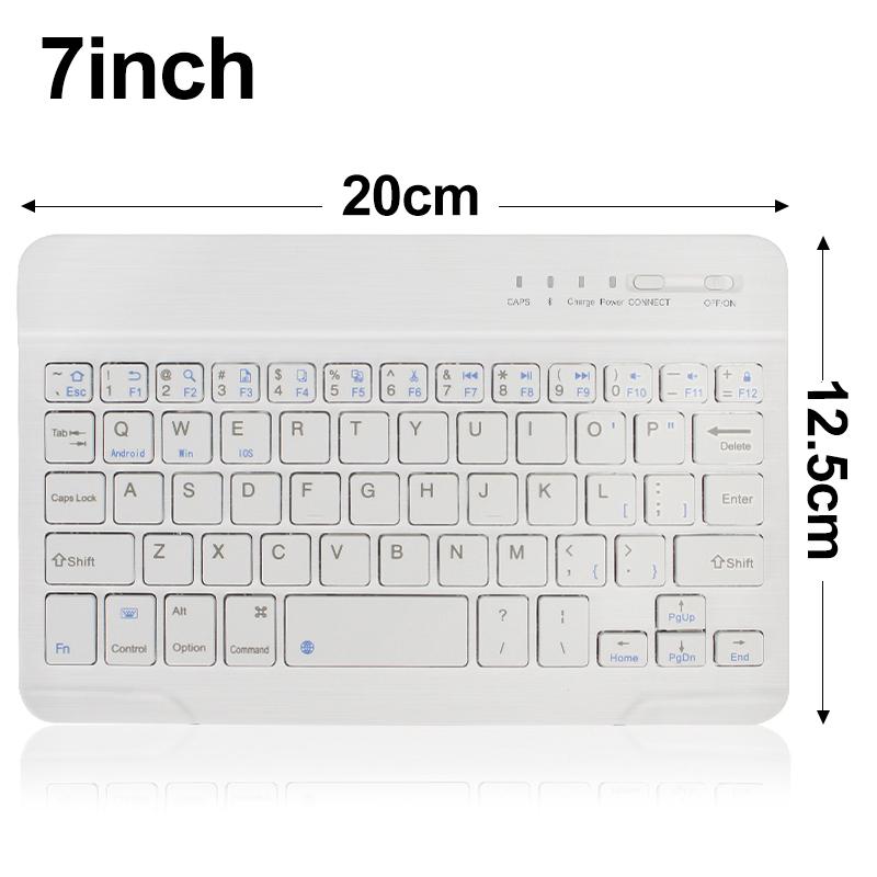 Мини-ультратонкая Bluetooth-клавиатура с подсветкой, беспроводная клавиатура для планшета, перезаряжаемая клавиатура для планшета, Ipad, сотового телефона, ноутбука 7 inch белый