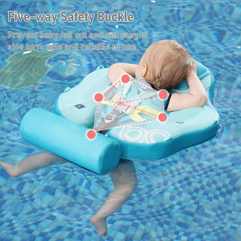 Mambobaby Galleggiante Non Gonfiabile per Bambini Morbido Impermeabile per Nuoto Bambini Allenatore per il Nuoto Amico della Pelle con Coda + Tettuccio Parasole per 3-24 Mesi B