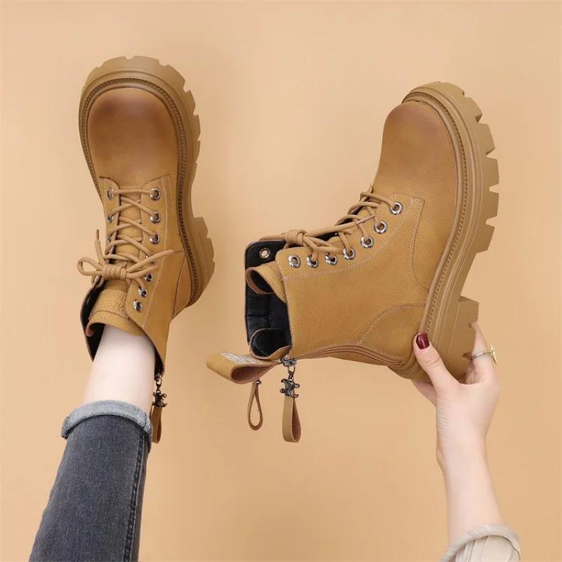 

Модные меховые и меховые интегрированные зимние ботинки для женщин зима с толстым бархатом и теплыми хлопковыми туфлями противоскользящие женские повседневные туфли 2025 40 жёлтый