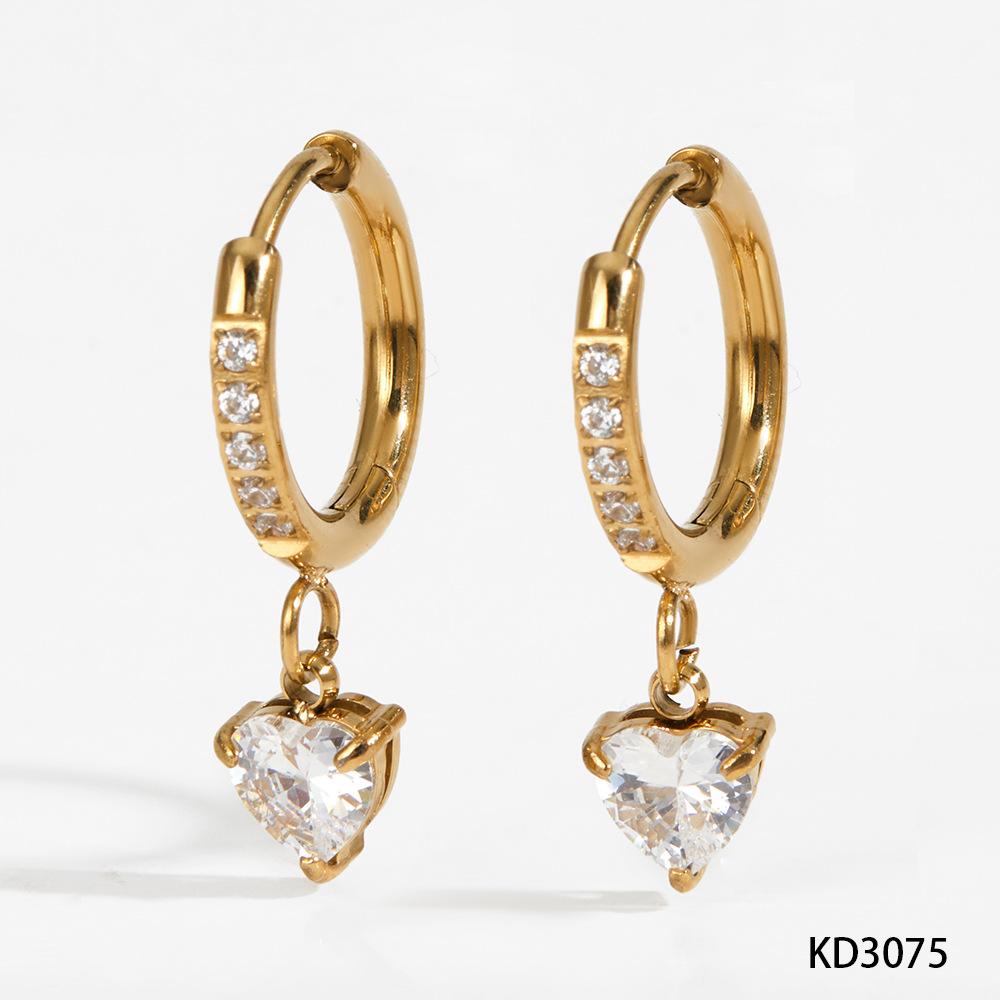 Elegant Stainless Steel Zircon Hoop Earrings for Women Hypoallergenic Heart Round Pear Shape Dangle Drop Earrings Set