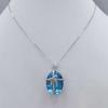 Přívěsek SACEGEMS 15*20mm Přírodní švýcarský modrý Topaz Přívěsek 925Sterling Silver Náhrdelník pro ženy Každodenní párty Jemný šperkový dárek