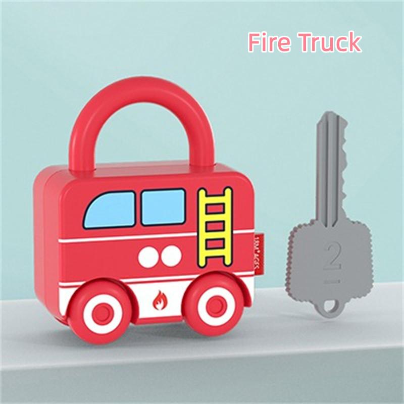 Children Educational Toys Kids Learning Lock with Keys Car Numbers Matching & Counting Montessori Math Teaching Lock-Picking Toy
