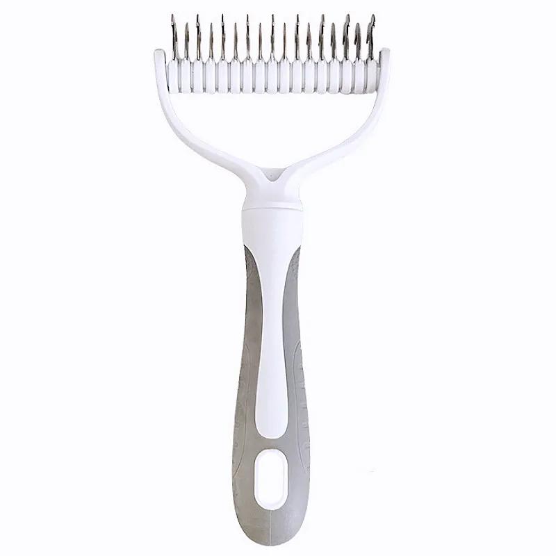 

Гребень для кошек, щетка для собак из нержавеющей стали, двухсторонние расчески для удаления узелков кошачьей шерсти, нож для стрижки домашних животных, щетка для собак S зелёный