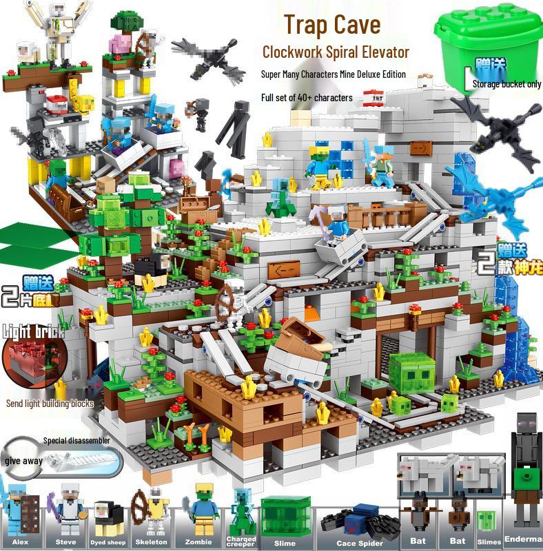 Compatible Lego Bricks: Minecraft Cave, War Village Puzzle for Boys, Birthday Gift