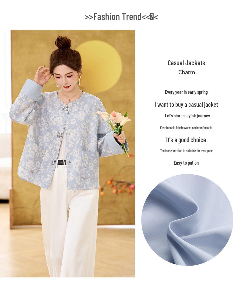 2022 Spring Women's Jacquard Round Neck Top - Chinese National Style HE5005