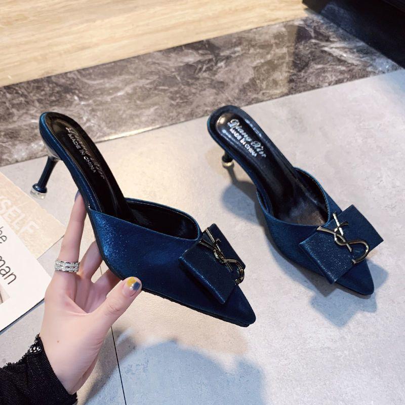 Fairy Bag Head High-heeled Half-drag Shoes Female Summer Wear Fashionable Outer Wear Thin Heels Lazy Cool Slippers 2025 Summer New