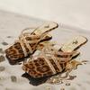 Fashion Brand Design Leopard Slippers Women 2025 Summer Glitter Cross Strap Beach Slides Sexy Slip On Strange Heels Party Shoes