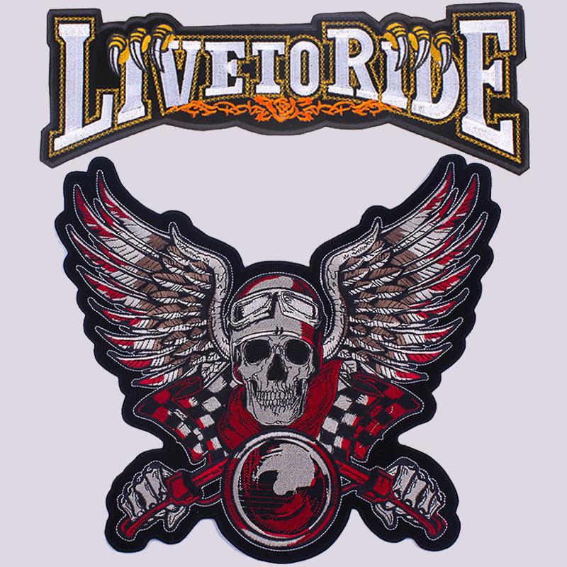 

Патч Череп Мотоцикл Байкер Большой Пришивной Термотрансферная Печать Виниловые Патчи Наклейка для Одежды Куртки DIY Аппликации Моющиеся Патчи