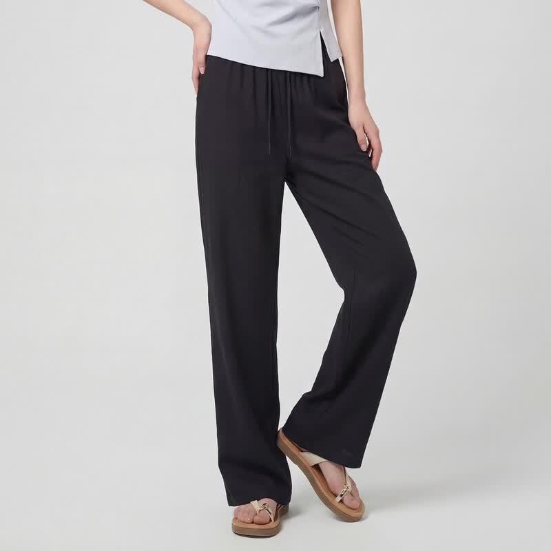 La Chapelle Women's Linen Blend Straight Leg Casual Pants
