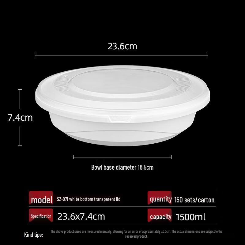 

HANDUNYOU Disposable Rectangular 1500ml Food Containers with Lids