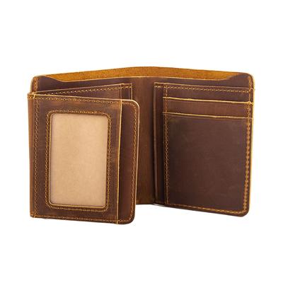 Portefeuille en cuir fait main pour homme en cuir véritable de créateur à trois volets vintage personnalisé pour homme