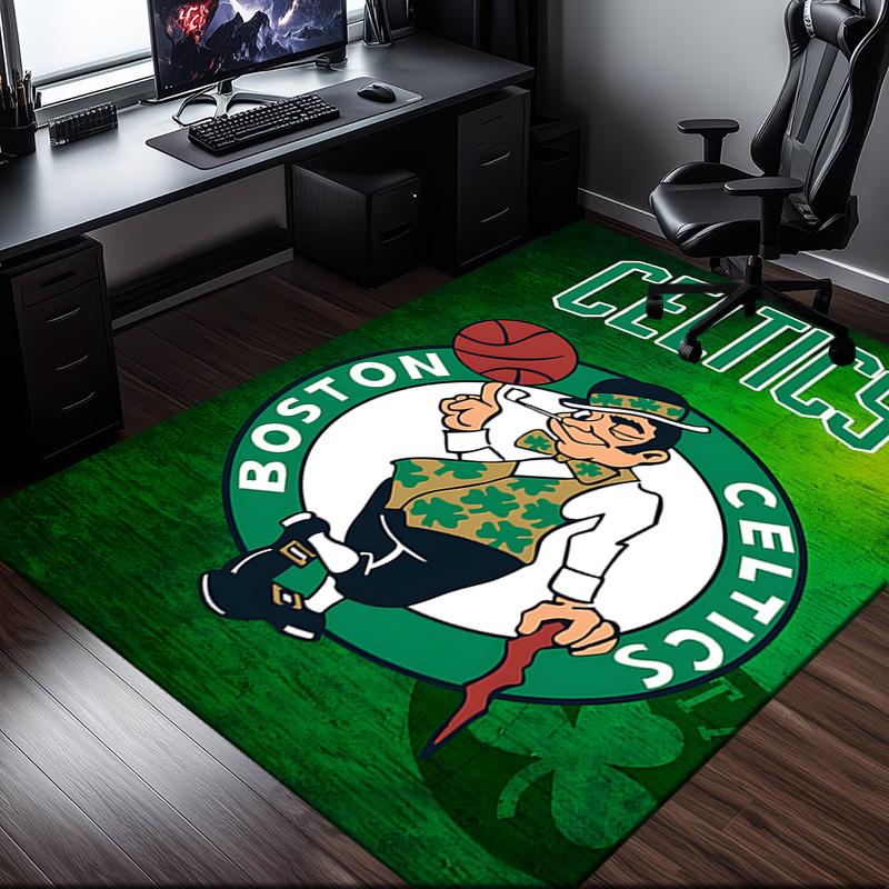 Boston Basketball Rug Office Carpet Non-Slip Mat, Chair Rug Floor Covering for Gaming, Bedroom, Living Room , Home Decor Christmas Gift