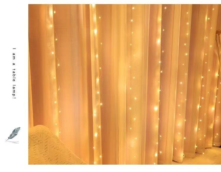 3x3m Copper Wire String Curtain Lights, USB Powered, 8-Function Remote, Waterproof, Multi-Color, for Weddings & Christmas Decoration.