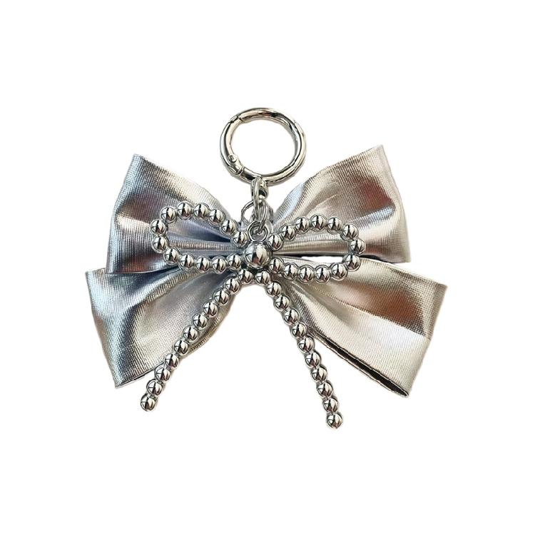 

Сладкий Крутой Эстетичный Серебристый Бантик Подвеска для Портативной Сумки и Брелок для Телефона в Стиле Моды Y2K Подвеска на Брелок серебряный
