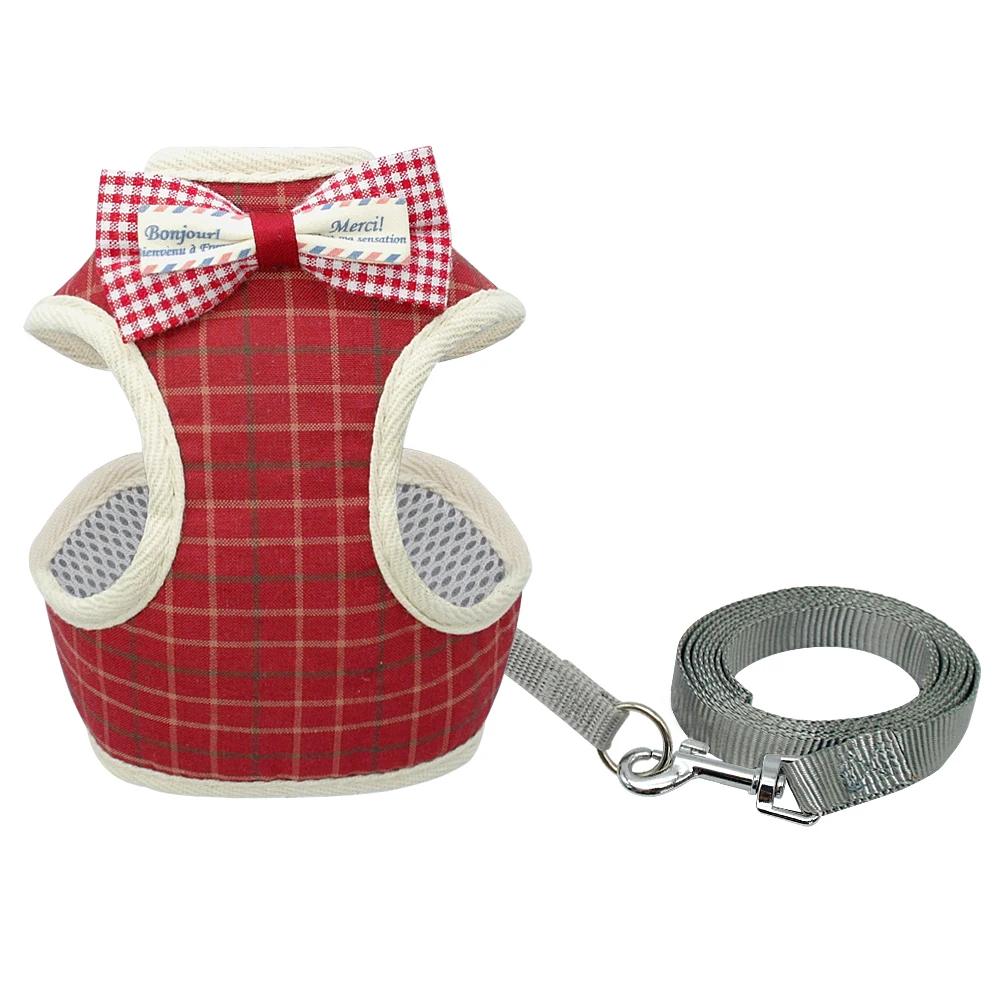 Bowknot Cat Harness And Leash Set Adjustable Puppy Harness Cat Lead Leash Clothes Vest Nylon Mesh Kitten Collar Cat Accessories